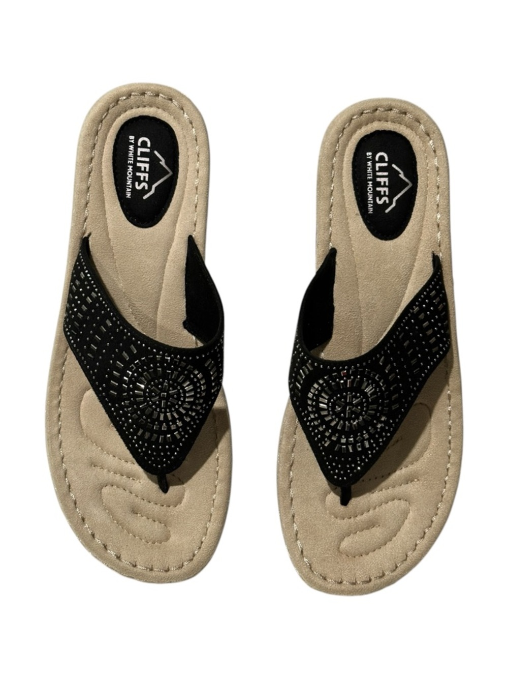 New in Box Cliffs by White Mountain Cienna Size 11 Women's Black Thong Sandals - Picture 2 of 8